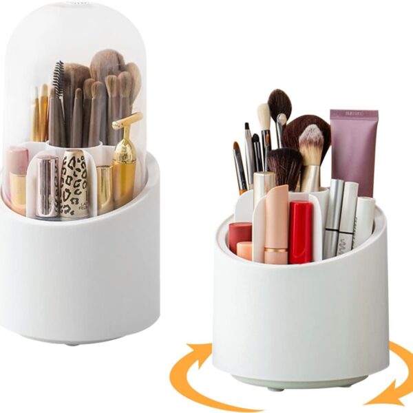 منظم فرش ميك أب دوّار بغطاء شفاف